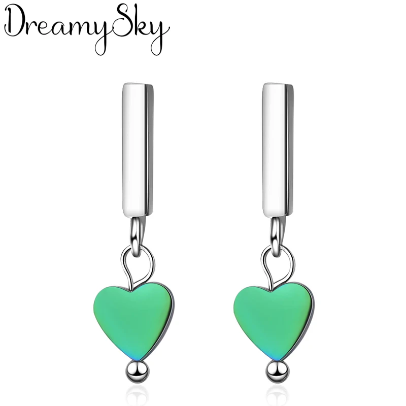 

DreamySky New Trendy 925 Sterling Silver Heart Colorful Earrings For Women Gift Statement Earring Pendientes joyas de plata
