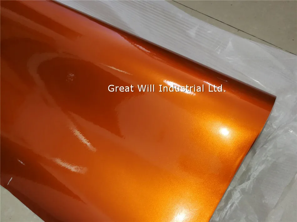 Оранжевые глянцевые конфеты виниловая пленка для обертывания без воздушных пузырей конфетный оранжевый Глянец Автомобильная обертка покрытие стиль Размер 1,52*20 м/рулон