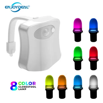 

Smart 8 Color Changing Bathroom Bowl Toilet Night light PIR Body Motion Activated On/Off Seat Sensor Lamp Activated RGB Light