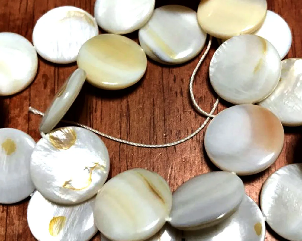

FLTMRH 14mm Diameter Natural Mother of Pearl Shell Coin Loose Beads Approx