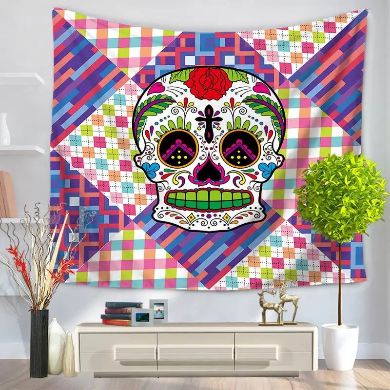 RUBIHOME Hanging Wall Tapestry 3D Design Geometry Skull Home Decor Beach Towel Throw Rug Blanket Camping Tent Travel Pad