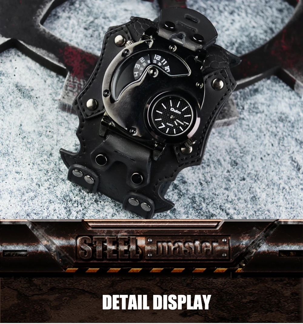 Мужские часы стимпанк винтажные многофункциональные классические часы из нержавеющей стали с кожаным ремешком спортивные механические Военные Наручные часы