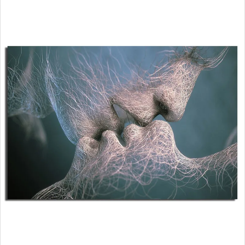 

Abstract Figure Painting,Couple Lover Kiss Wall Picture Printed on Canvas for Living Room Decor