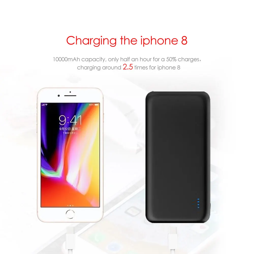 Ultra-thin PD QC3.0 10000mAh Power bank 5V3A Quick Charger For iPhone Samsung Power Bank Type C Quick Charge Output Power bank