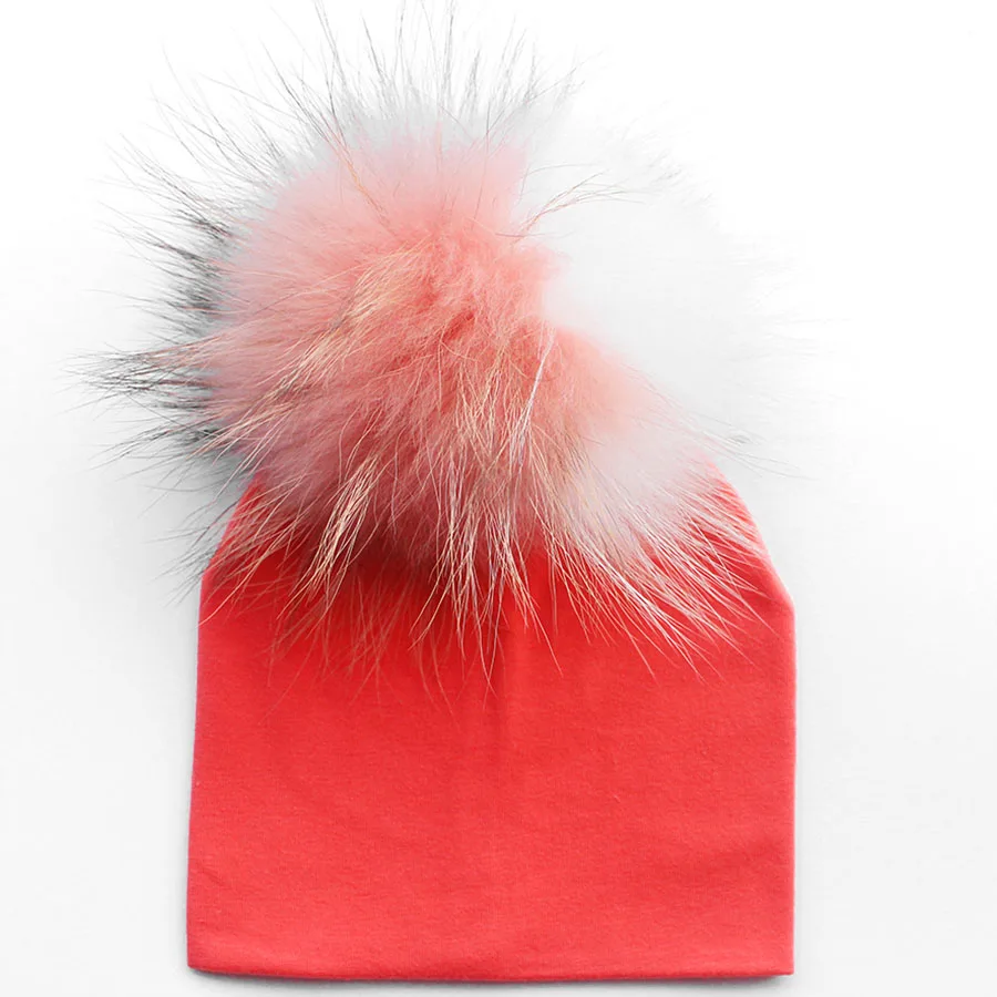 Baby Cotton Hat Girl Boy 0-2Years Newborn Hat Kids Pom Pom Black White Grey Pink Beanie Knit Spring Autumn Winter Cap