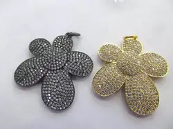 2 комплекта 30-50 мм Micro crystal pave кулон цветок fluorial Лепесток ювелирные изделия фокусных расстояний Серебро Золото Бронза Бисер