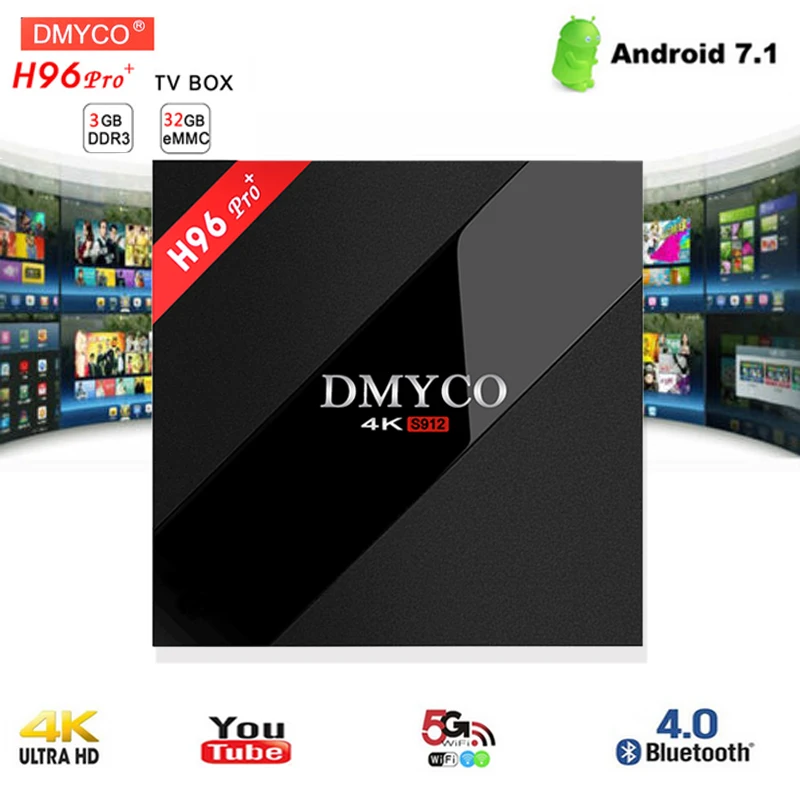 

H96 Pro+4K HD android 7.1 smart tv box Amlogic S912 Octa Core 3G 32G 64bit Bluetooth 4.1 wifi BT4.1 media player set top box