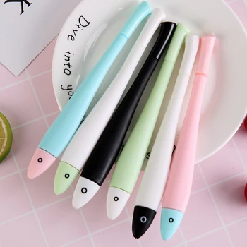 

10Pcs/Lot Cute 0.38mm Black Ink Pen Pan Cartoon Fish Full Needle Gel Pen Set Writing Stationery Office School Supplie