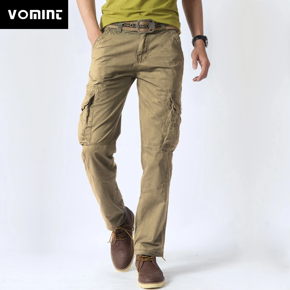 

2019 VOMINT Hot Sale Mens loose rugged cargo pants regular fit Milltary Army Overalls Pants Tactical Casual trousers casual pant
