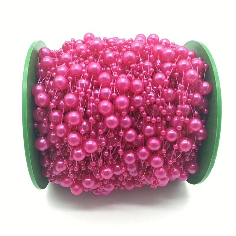 

5yards Rose Fishing Line Artificial Pearls Beads Chain Garland Flowers Wedding Party Decoration Brides Headgear