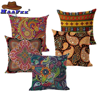 

Woven Linen Geometric Cushion Cover Sofa Car Home Decorative Throw Pillow Bohemia Paisley Style SIZE 45*45 Cojines