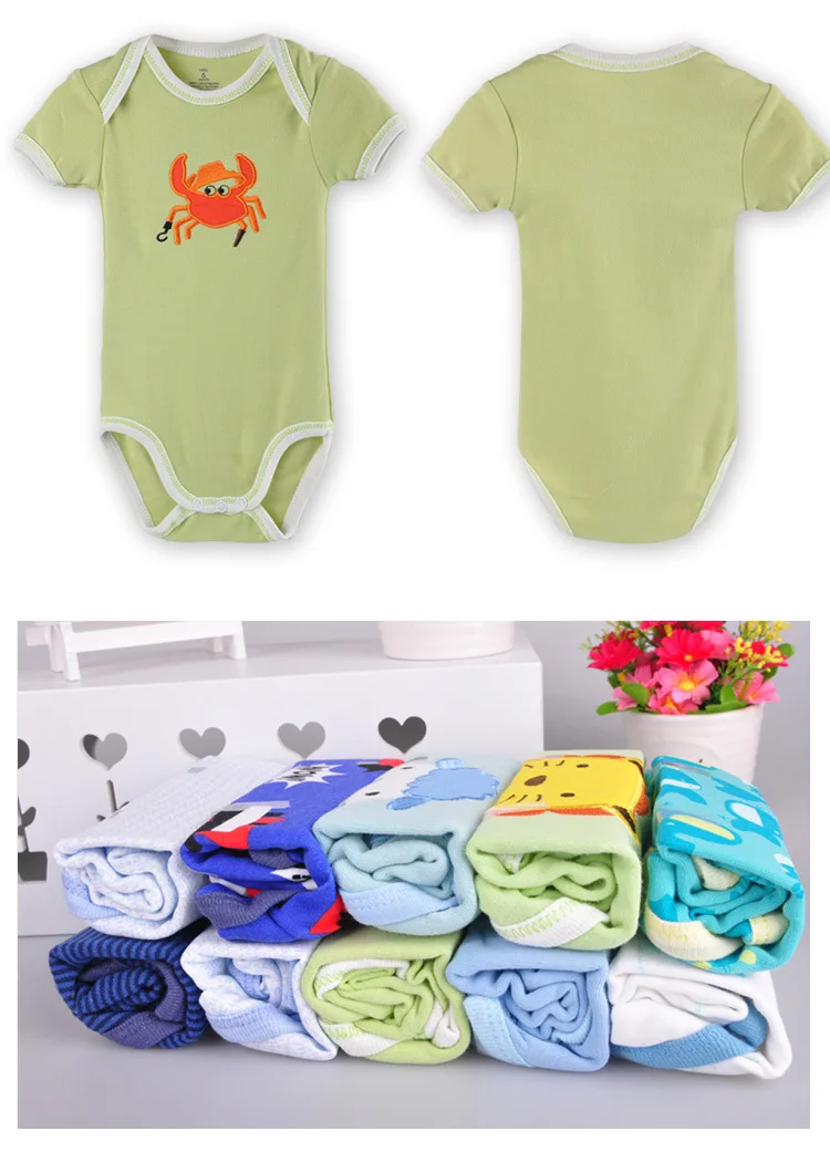 Детская одежда для мальчиков и девочек комплект 5pcs-Pack короткий рукав боди для младенцев; сезон лето хлопок, Летний комбинезон Bebes Bodysuit для детей