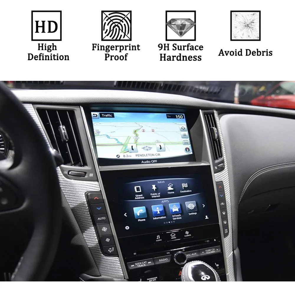 2 шт центр управления Сенсорный экран защитная пленка автомобильный навигационный сенсорный экран закаленное стекло для Infiniti Q50- Q60