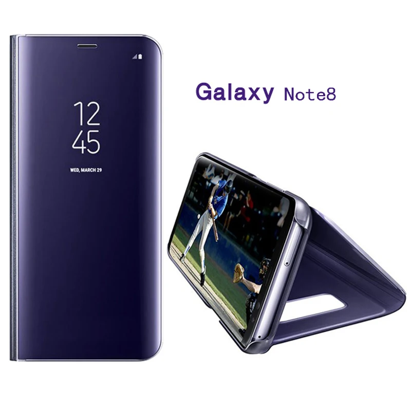 Новый чехол с подставкой для samsung galaxy Note8 зеркальный из искусственной кожи