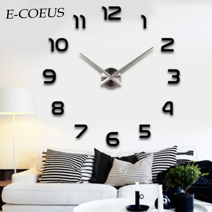 Зеркало DIY большой Digitial 3D красивый настенные часы домашнего декора Гостиная