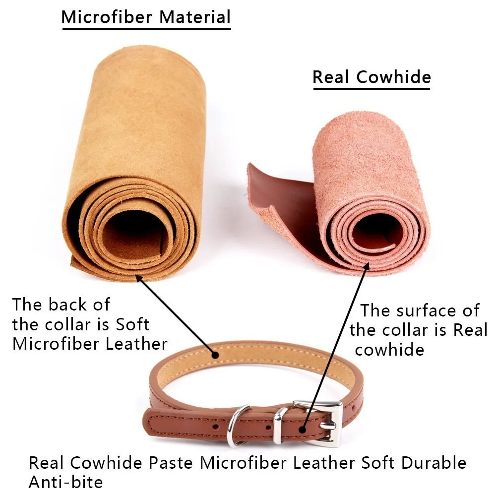 Small Dog Cat Collar With Bell Microfiber&genuine Leather Material Soft Durable Anti-bite Puppy Collars Chihuahua Dropshipping