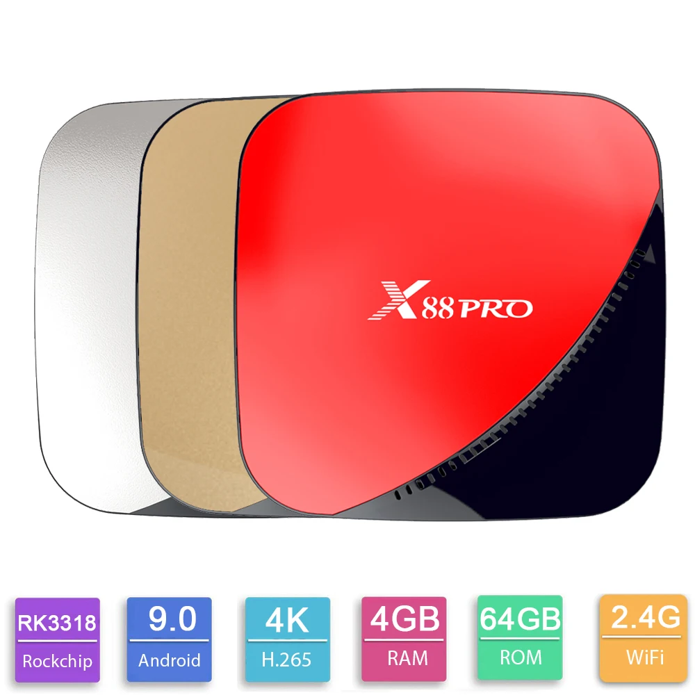 

X88 PRO Smart TV Box Android 9.0 Rockchip RK3318 Quad core 4GB RAM 32GB/64GB Android TV Box 2.4G Wifi 4K Media Player 2GB/16GB