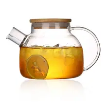 Термостойкий стеклянный чайник кунг-фу чайник с деревянной крышкой креативная посуда для напитков 900 мл