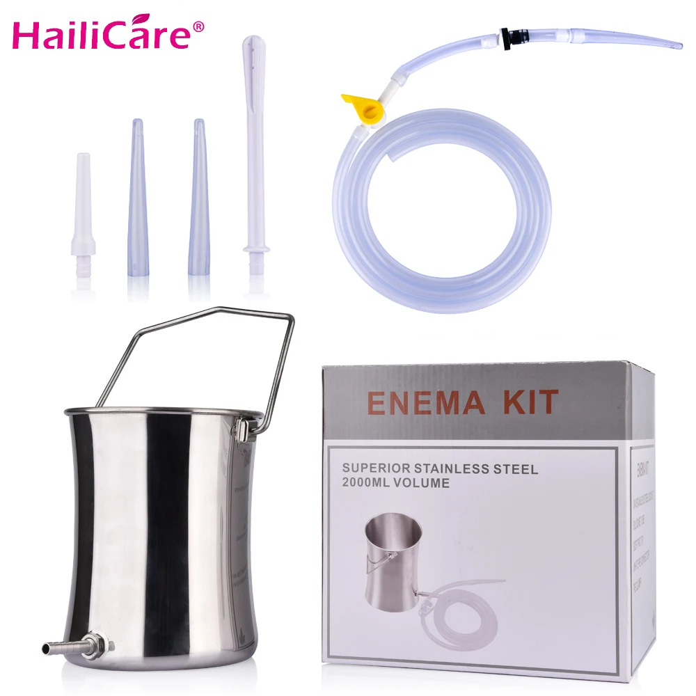 Enema Bucket Kit for Colon Cleansing with Silicone Hose Health Flusher Constipation Wash Anal