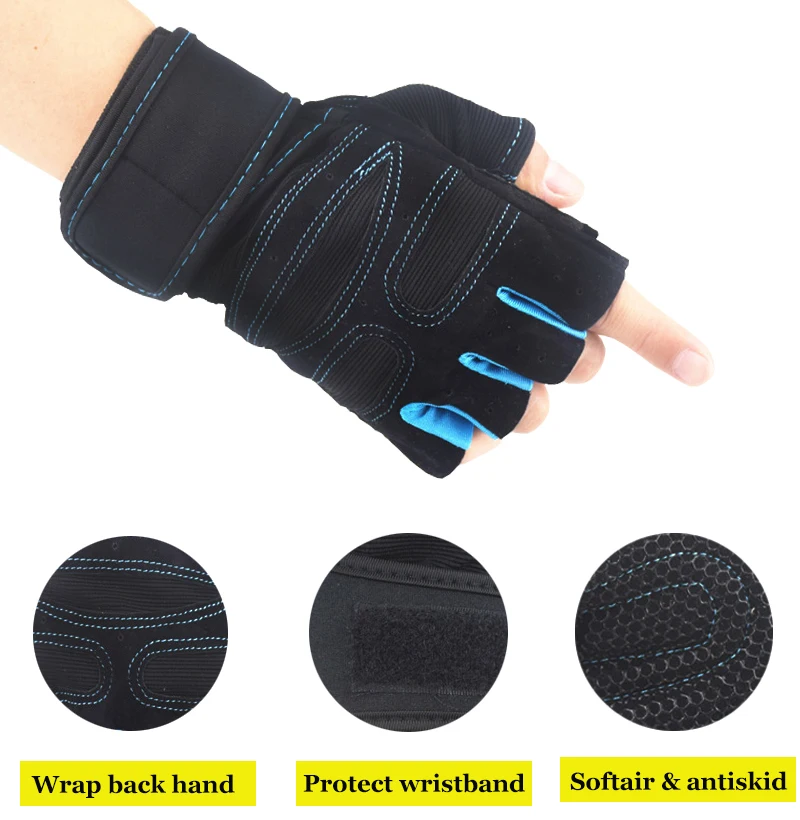 Half Finger Gym Sports Breathable Anti-Slip Gloves Gym Fitness Weight Lifting Body Building Exercise Training Workout Crossfit