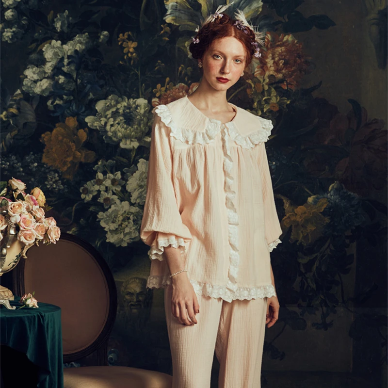 

Cotton Pajamas Spring Pajama Set Ladies Sleepwear For Women 2019 Elegant Pajamas Femmes Comfortable and soft