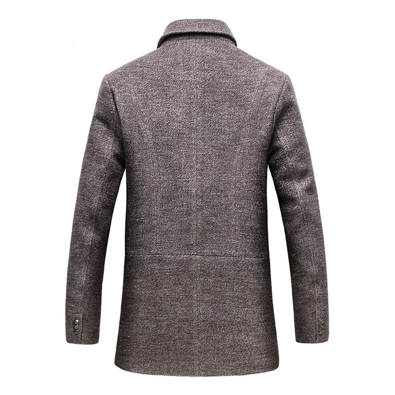 Delgada Marrón Invierno Otoño Nuevos Chaqueta Abrigo Ropa gris Hombres Moda Marca Lana De 2018 Negocios Largo Casual Rompevientos PanBaAx