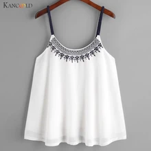 Для женщин жилет рубашка майки вышитые топы для девочек летние удобные шифоновая блузка без рукавов майка Этническая Стиль Maay25