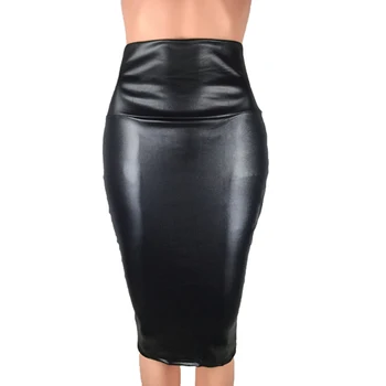 

Women Skirt PU Leather Skirt High Quality Hip Pencil Midi Skirt Autumn Winter knee-length Bodycon Femininas