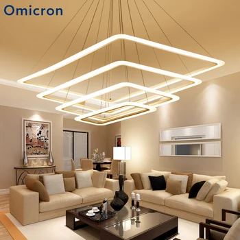 

Omicron Modern Creative LED Chandeliers Iron Body Hanging DIY Square Rings Lamp Home Decor Lighting Fixtures For Living Room