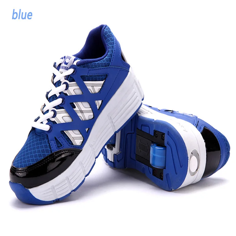 Детские кроссовки с двойным роликом для мальчиков и девочек, детские кроссовки для детей, теннисные кроссовки - Цвет: blue