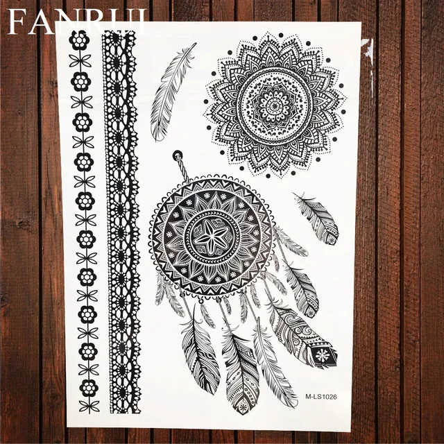 Aliexpress.com : Buy Indian Chains Black Henna Mandala Tattoo Stickers