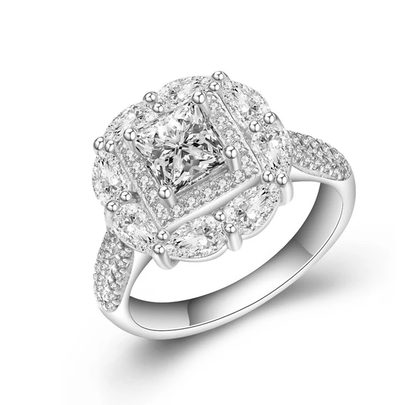 Luxury Exaggerated Female Ring Large Cubic Zirconia Rings Water Drop Square 925 Sterling Silver Jewelry For Women Wedding JZ204 (6)