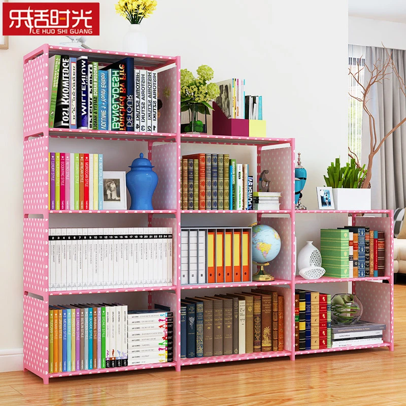 

Modern Minimalist 9 Grids 5 Tiers Book Shelf Non Woven Fabric Assembled Bookcase Living Room Display Stand for Home Decoration