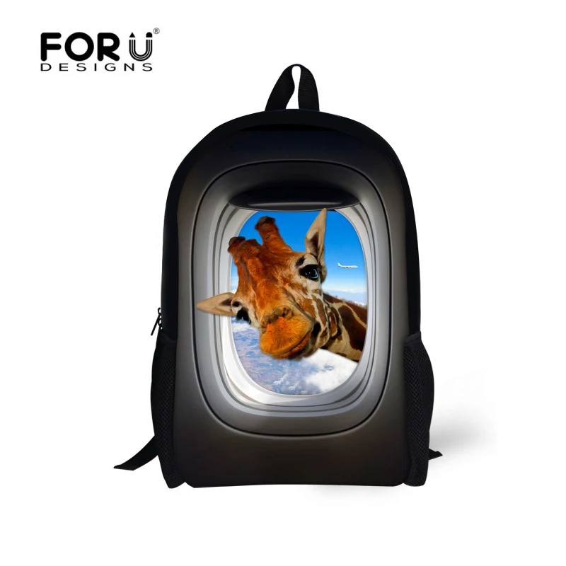 FORUDESIGNS Забавные 3D Животные Детская школьная сумка на двух ремнях школьные сумки для подростков девочек Школьный рюкзак Mochila детские сумки