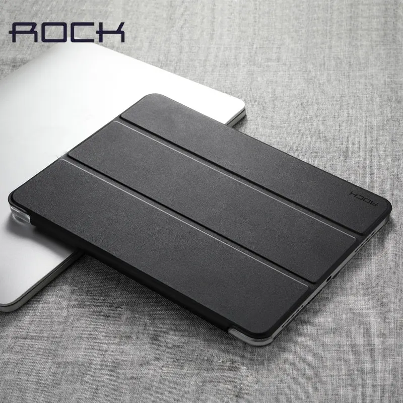 

ROCK Magnetic Smart Cover for iPad Pro 11" 12.9inch 2018 Folding Case with auto sleep wake up function PU+PC case Hard Ultrathin