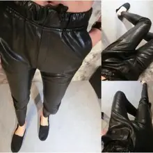 M-3XL Горячие мужские новые модные тонкие кожаные штаны повседневные осенние и зимние мужские обтягивающие кожаные брюки большие размеры костюмы одежда