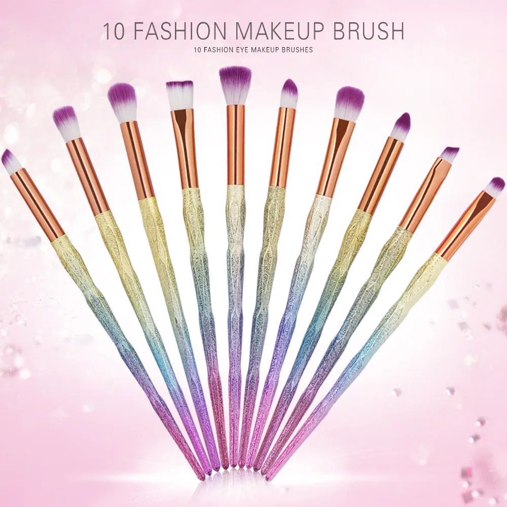

New Arrival 10Pc Mermaid Foundation Eyeshadow Contour Eye Lip Makeup Brushes Set Makeup Brushes Tool brochas maquillaje 40*