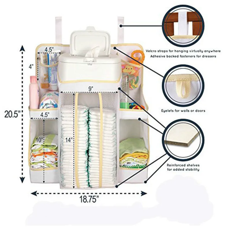 Многофункциональный Оксфорд Портативный Детская кровать висячая сумка для хранения игрушки подгузники с карманами Органайзер прикроватный младенческой кроватки постельные принадлежности