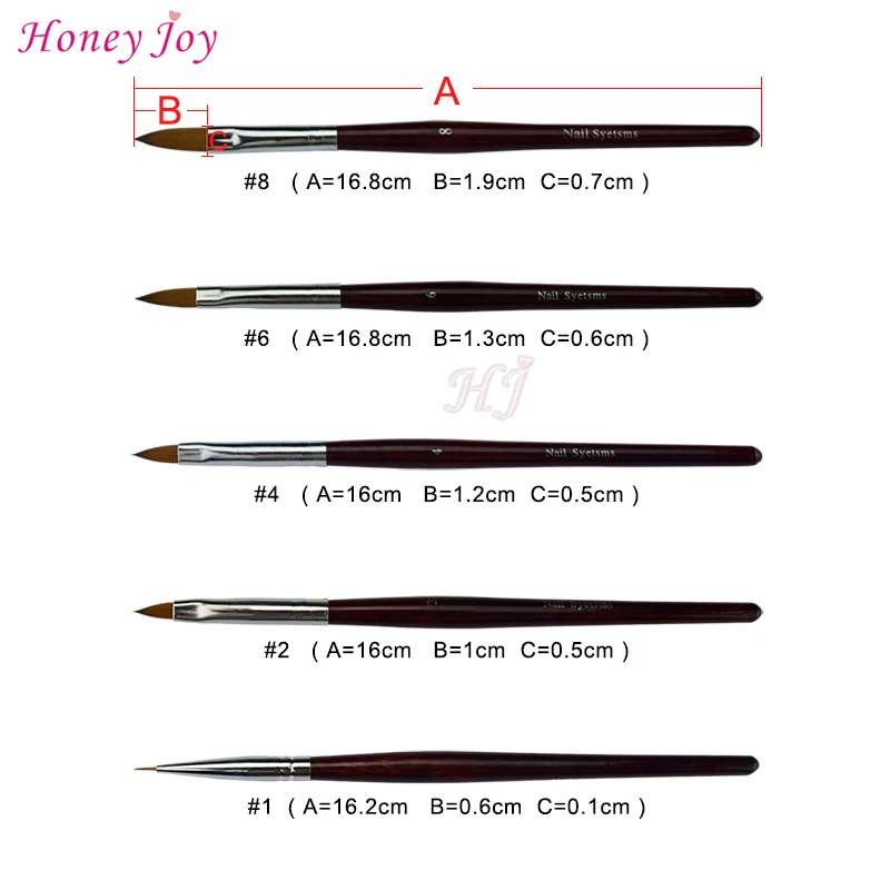 1PC Kolinsky Sable Acrylic Nail Art Brush No. 2/4/6/8/10/12/14/16/18 UV Gel Carving Pen Brush Liqui