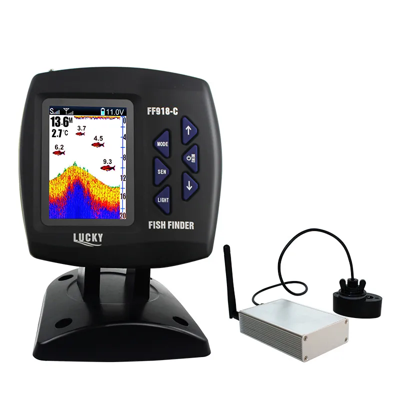 

LUCKY Boat Fish Finder Echo Sounder FF918-CWL 300m/980ft Wireless Operating Fishing Wireless Remote Control Boat Fish Finder