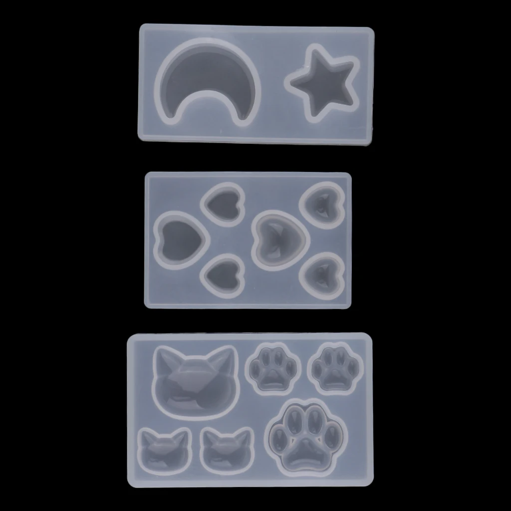 DIY Assorted Shapes Cat,Bear Paw,Moon,Star Style Sugar Craft Silicone Moulds Cake Decor Baking Accessory Chocolate Soap Molds 3D