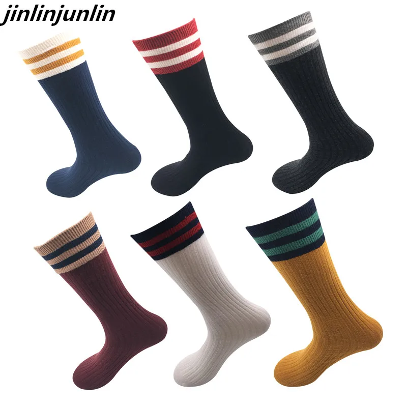 

New autumn and winter cotton double-needle striped long socks no gift box