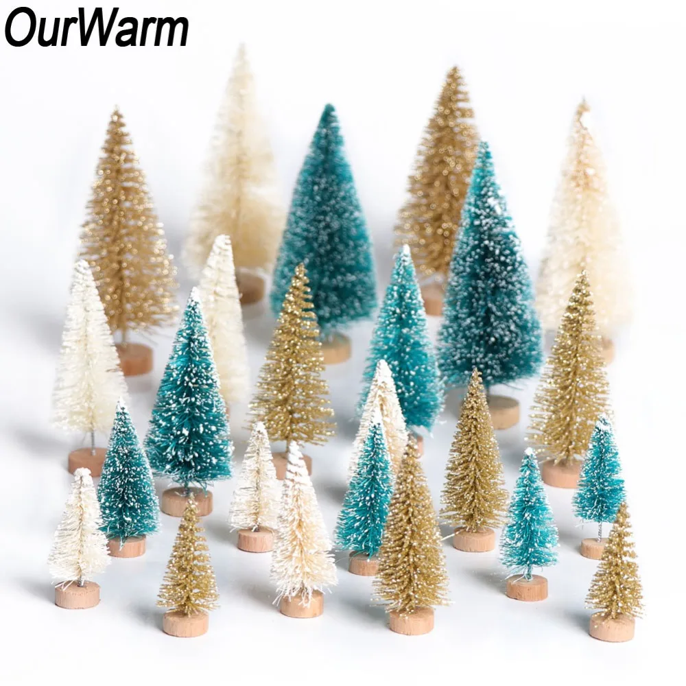 

OurWarm 8pcs Colored Mini Christmas Tree Small Pine Tree Different Size Merry Christmas Party Table Decoration New Year Gifts