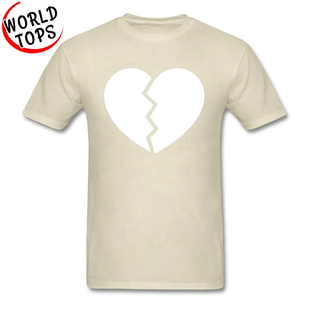 comfortable Broken Heart T Shirt New Coming Summer Autumn Short Sleeve Crewneck Tops Shirt 100% Cotton Man Normal Tees Broken Heart beige