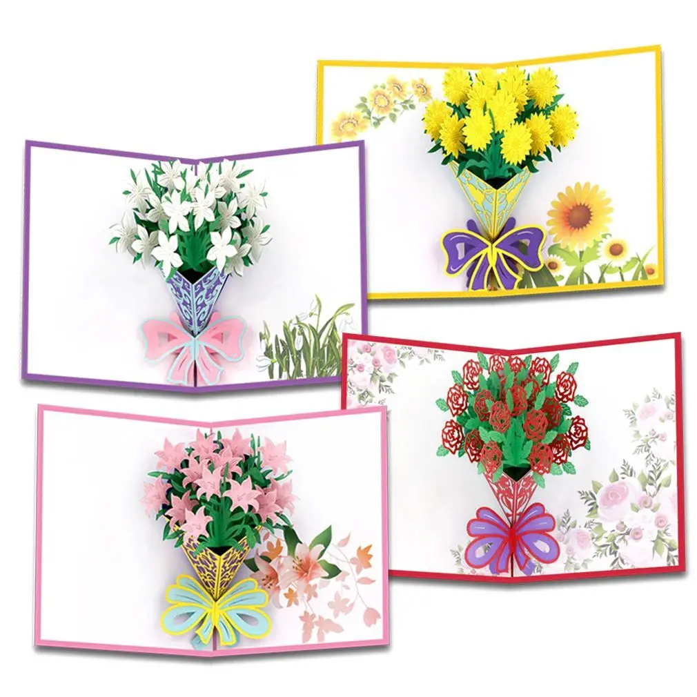 

BLEL Hot Flower Pop Up Cards 3D Greeting Cards for All Occasions Elegant Greeting Cards for Holidays Perfect as Birthday Gift