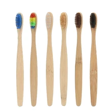 5 цветов Мягкая зубная щетка из волокна с ручкой из натурального дерева Зубная щётка глубокий очищающий, отбеливающий Teethbrush Экологичные забота о здоровье полости рта