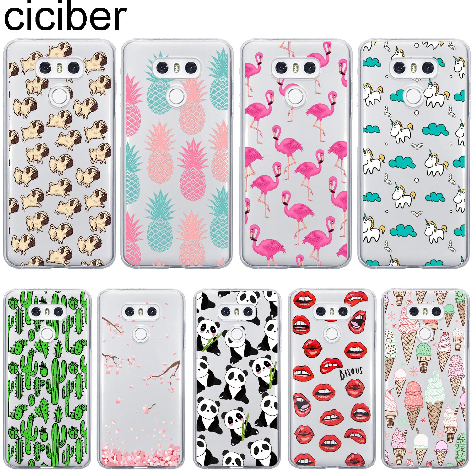 

ciciber For LG G7 G6 G5 G4 V40 V35 V30 V20 THINQ Soft Silicone Phone Case Cover Clear TPU For LG K8 K10 K4 K7 2017 2018 K9 K11 +