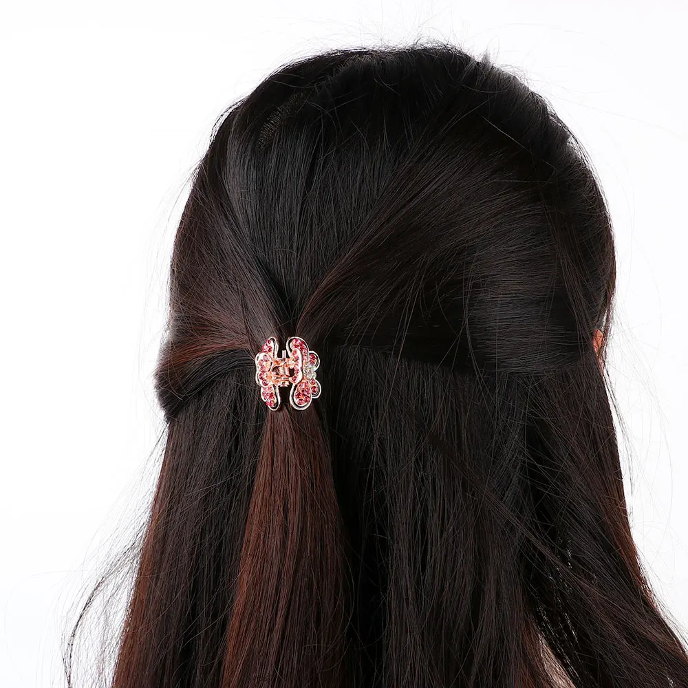 Женский маленький кристалл бабочка зажим для волос Ретро шпилька для волос с горным хрусталем коготь мини аксессуары для волос