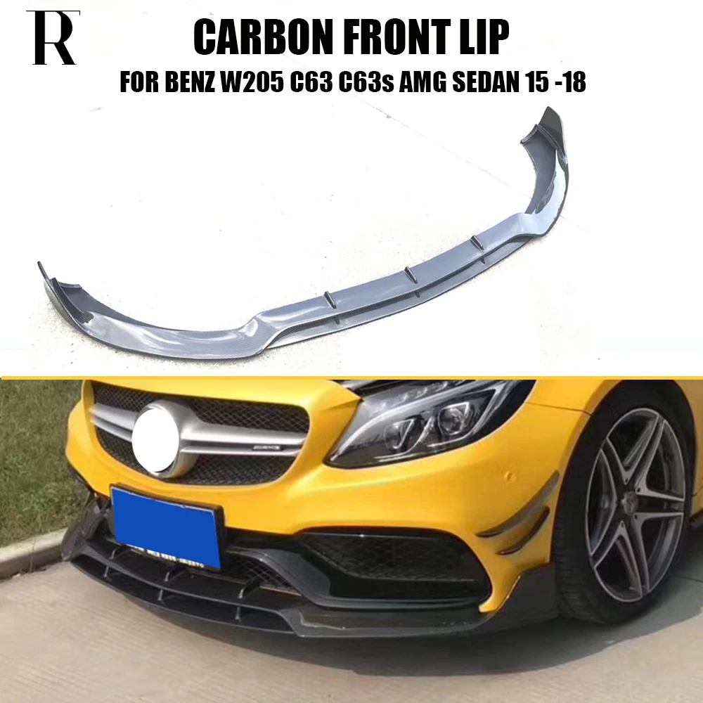 

W205 C63 Carbon Fiber Front Bumper Lip Spoiler for Benz W205 C63 C63s AMG Sedan 4 Door 2015 - 2022 ( ONLY FIT C63 )
