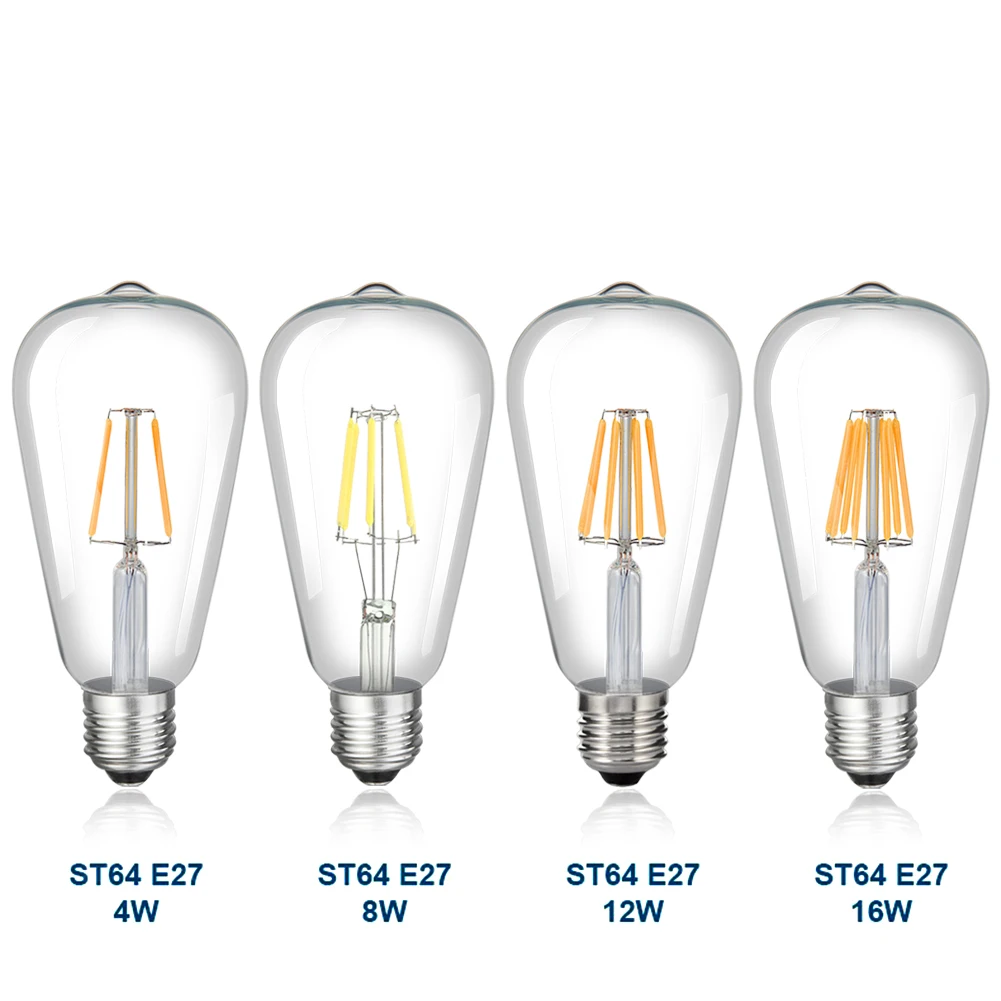 Led bombilla de luz st64 oro lámpara led e27 vintage edison filamento de la bombilla led de potencia de la lámpara de ahorro de energía para el hogar decoración lámparas Led bombilla de luz st64 oro lámpara led e27 vintage edison filamento de la bombilla led de potencia de la lámpara de ahorro de energía para el hogar decoración lámparas